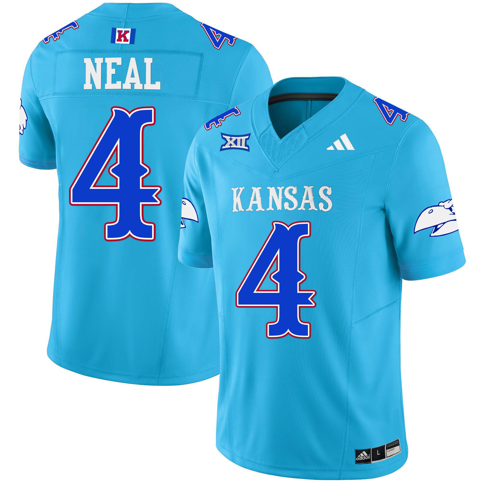 Men Kansas Jayhawks #4 Neal Light Blue 2024 Blackhawk Vapor Limited NCAA Jersey->indianapolis colts->NFL Jersey